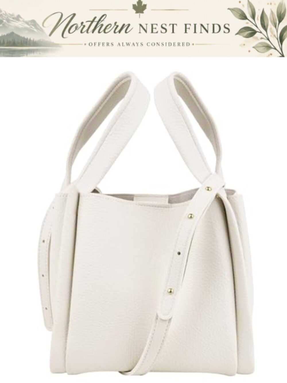 PU Leather Bucket Bag with Removable Pouch, Crossbody